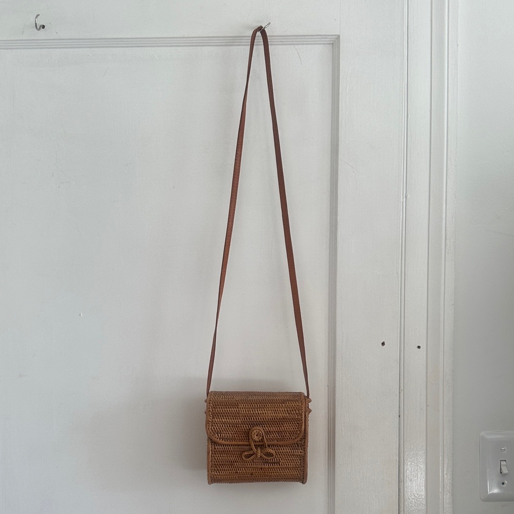 Anthropologie Tan Woven Crossbody Bag
